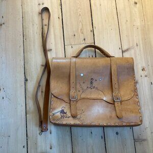 "The little prince" student tan  leather school bag handmade